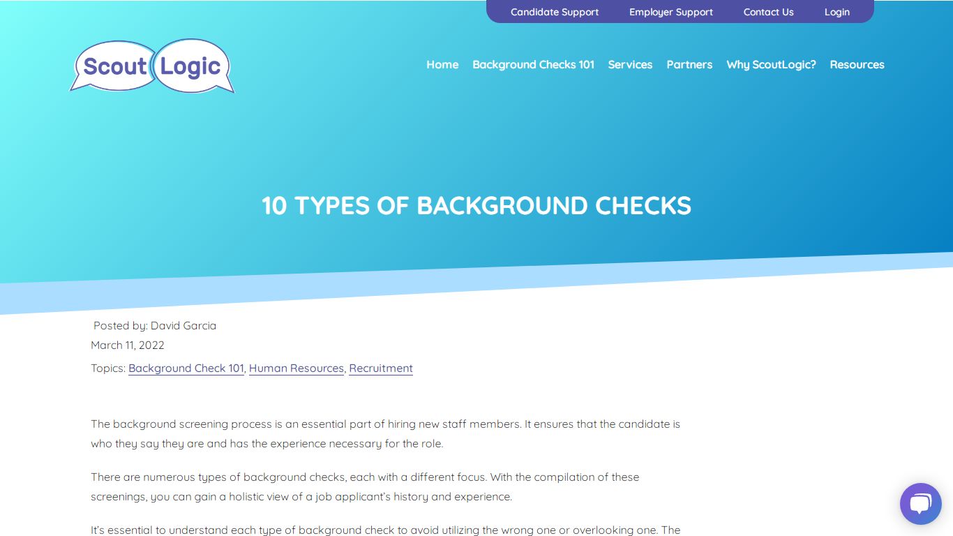 10 Types of Background Checks - Scout Logic Screening